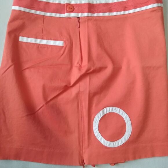 Birdie Peachy Orange and White Mid Rise Mini Length Golf Skirt Women's Size 8 - Picture 12 of 16